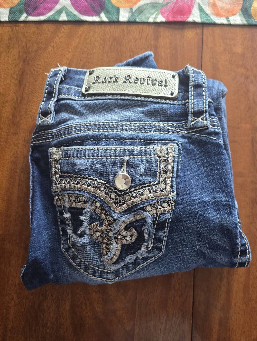 Rock Revival Betty Straight Jeans with Embroidered Studded Pocket